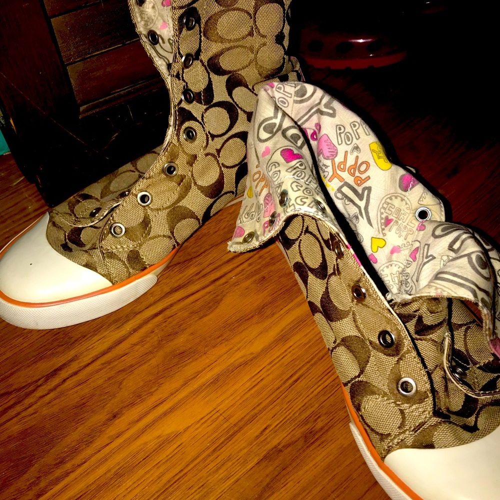 Pink high top coach sneakers